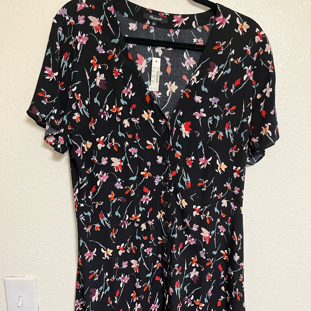 Madewell V-Neck Button-Front Drifting Flowers Dress